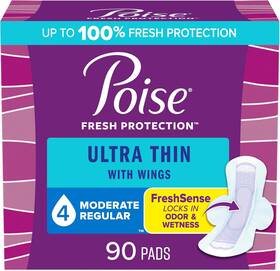 10036000543879 Poise Ultra Thin Incontinence Pads With Wings And Postpartum White