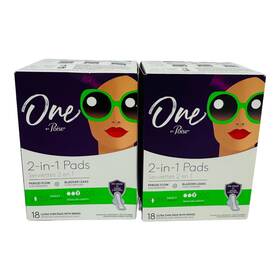 19586 Poise One By Pads 2-in-1 Period With Wings Bladder Leaks Heavy 18 Ct Each 2-pack