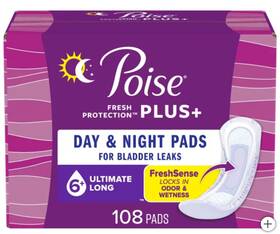 Poise 313099811892 Plus Incontinence Pads Ultimate Absorbency Long 108-count - Freeshipping