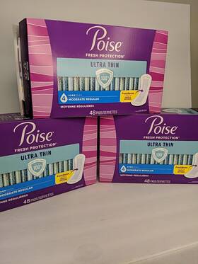 Poise 313107596599 Ultra Thin Incontinence Pads Postpartum 4 Drop Moderate 144 Total