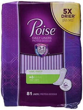 46169 Poise Incontinence Panty Liners Very Light Absorbency Long 81 Count