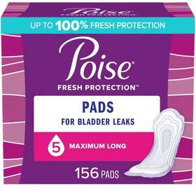 46331 Poise Incontinence Pads For Women Maximum Absorbency Long 156 Ct