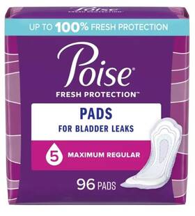 47418-04 Poise Incontinence Pads For Women 5 Drop Maximum Absorbency Regular 96 Count