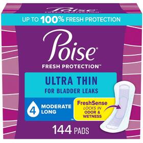 53461-02 Poise 144 Ct Ultra Thin Incontinence Pads And Postpartum 4 Drop