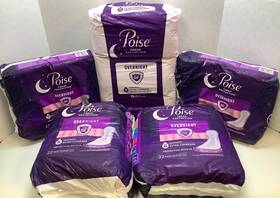 54943 Poise Overnight Pads #8 Extra Coverage 124 Total Free Shipping