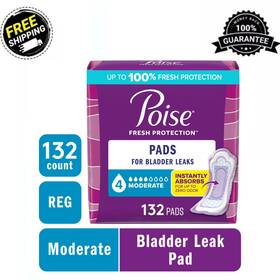 Poise 55335890 Incontinence Pads Women 4 Drop Moderate Absorbency Regular 132 Count Total