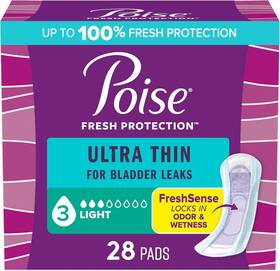 569807 Poise 28 Counts Ultra Thin Incontinence Pads And Postpartum For Bladder Leaks
