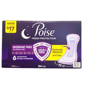 58158-00 Poise Fresh Protection Overnight Pads For Bladder Leaks 8 Drop Coverage 84ct