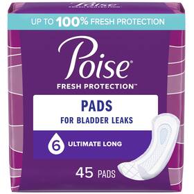 Poise 629721689198 Hot Incontinence Pads 6 Drop Ultimate Absorbency Long Length 45 Count