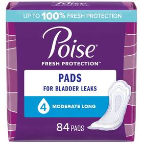 Poise 629721689709 Hot Incontinence Pads 4 Drop Moderate Absorbency Long Length 84 Count