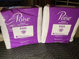 Poise 629722465548 Incontinence Pads 7 Drop Ultra Long 78 Count Sealed Manufacturer Bags