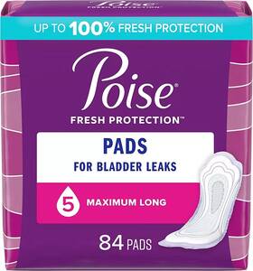 Poise 629722488271 Regular Len 84 Ct Incontinence Pads And Postpartum 5 Drop
