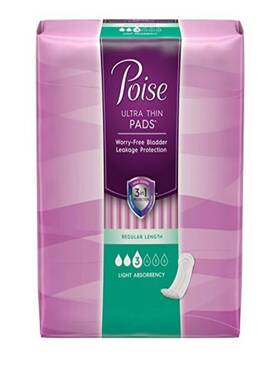 Poise 748077760235 Ultra Thin Incontinence Pads Light Absorbency Regular 30 Count Pack Of 3