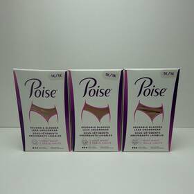 Fqo52152 Poise Reusable Bladder Leak Underwear 1x Beige High Waist Light Washable 3 Pack