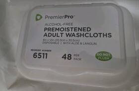 6511 Premierpro Premoistened Adult Disposable Washcloths 8 X 12 Inch Aloe And Lanolin