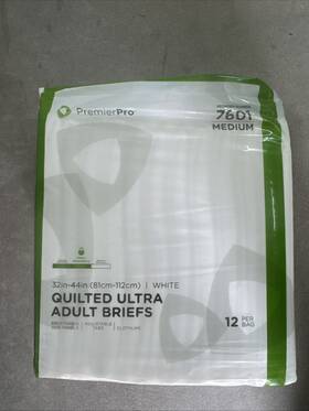7601 Premierpro Premier Pro Quilted Adult Briefs 12 Pack Heavy Absorbency- Size Medium