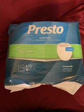 Presto 185211000022 Supreme Underwear Classic Large Max Absorbency 18 Count Unisex