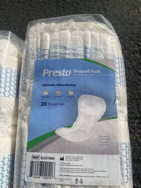 48spdp Presto X-large Pads - Shaped Bladder Protection Ultimate Absorbency 1pack