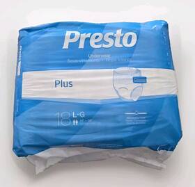 Cm-147 Presto 810946021577 4 Pack/case Plus Briefs With Tabs 16 72 Large 44 Inch -58 112 Cm