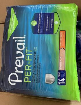 Prevail 010907106297 Per-fit Daily Underwear Xl 58-68 Inch Extra Absorbency 14 Count 2 Pkgs