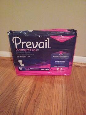 Prevail 090891946075 Incontinence Bladder Control Pads For Women Overnight Absorbency 30 Ct