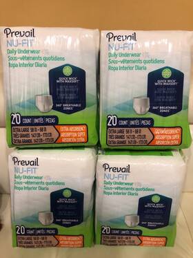 Nuu-514 Prevail 090891953363 4 Packs Of Nu-fit Daily Underwear Diapers Extra Large
