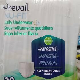 1-866-573-3776 Prevail Nu-fit Incontinence Pants M Daily Absorbency 20ct Disposable White