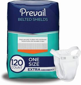 10090891300300 Prevail Incontinence Unisex Belted Shields Disposable Adult Shield For M