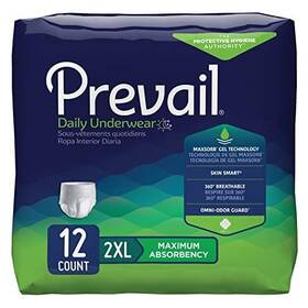 Pv-517 Prevail 601874010715 Daily Disposable Underwear 2x-large Maximum 12 Ct 2 Pack O