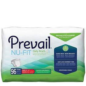 Prevail 637390886701 Nu-fit Incontinence Briefs Unisex Disposable Adult Diapers With Tabs For Men