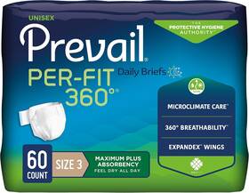 Prevail 744759361479 Per-fit 360 Incontinence Briefs Maximum Plus Absorbency Size Three 60