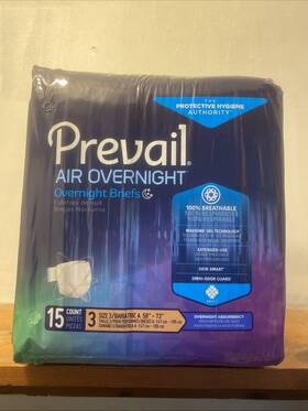 Ngx-014 Prevail Air Overnight Incontinence Brief 3 Breathable 15 Ct