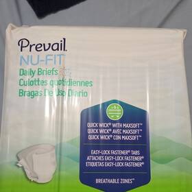 Nu-013 Prevail Nu-013/2 Nu-fit Daily Briefs Large Maximum Absorbency 20 Count Latex-free White