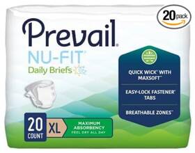 Prevail Pf-014/2 Per-fit Adult Daily Briefs X-large 59ftft-64ftft Case 4x20 Packs 80 Total