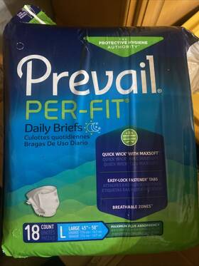Pf0131 Prevail New Per-fit Daily Briefs 18 Count Sz Large 45-58in Quick Wick