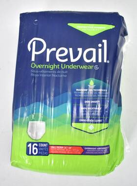 Pvx-512 Prevail Overnight Underwear Maxsorb Small/medium Size 34 Inch To 46 Waist 16 Pack