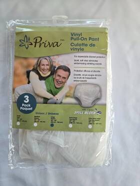 Priva 056156032143 Waterproof Vinyl Pull-on Pants Adult Large Underwear Pack Of 3 - New