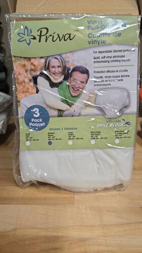 Priva Pvpm/3/hhc Waterproof Vinyl Pull-on Pants Medium Underwear - Pack Of 3