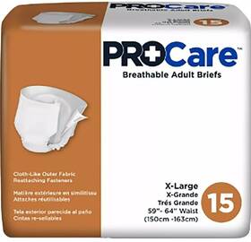 Procare 090891246618 Breathable Adult Briefs X Large 59 Inch To 64 Heavy Absorption 15 Ct Pack