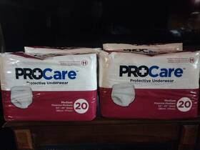 Procare 606959402003 - Protective Underwear Lot 3 Packs Of 20 Size Medium 34 Inch 46 Waist