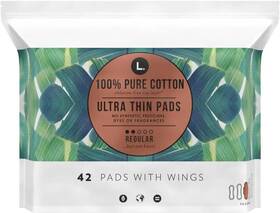 Procter And Gamble 445006994930 L. Organic Cotton Ultra Thin Pads For Women Super Absorbency With Wings 42