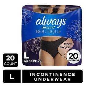 00030772174241 Procter & Gamble Always Discreet Boutique Underwear Women L Black 20ct Postpartum Incontinence
