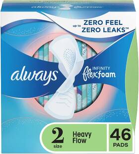 00037000890355 Procter & Gamble Infinity Feminine Pads For Women Size 2 Regular With Wings Unscented 46ct