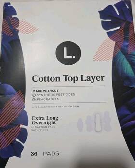 Procter Gamble 073010719705 L. Ultra Thin Pads For Women Organic Cotton Top Layer Overnight