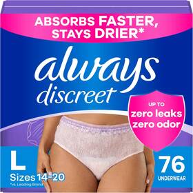Procter & Gamble 313022346378 Always Discreet Adult Incontinence Underwear For Women And Postpartum