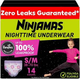 Procter & Gamble 445000163189 Pampers Ninjamas Nighttime Bedwetting Underwear Girls - Size S/m 38-70 Lbs 14