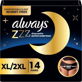 Xl-2xl Procter & Gamble 445016187193 Always Zzz Overnight Disposable Period Underwear For Women Size 360 Cov
