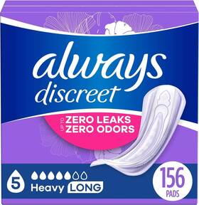 Procter & Gamble 629722653648 Always Discreet Adult Incontinence Pads For Women Heavy Absorbency Long Length