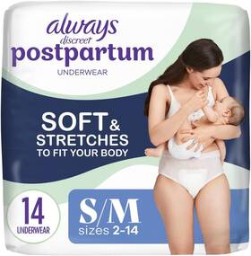 Procter & Gamble 726084394155 Always Discreet Postpartum And Adult Incontinence Underwear For Women Small/med
