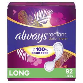 Ge46hu248 Procter & Gamble 92 Count Always Radiant Daily Liners Light Absorbency Long Length Up To 100%